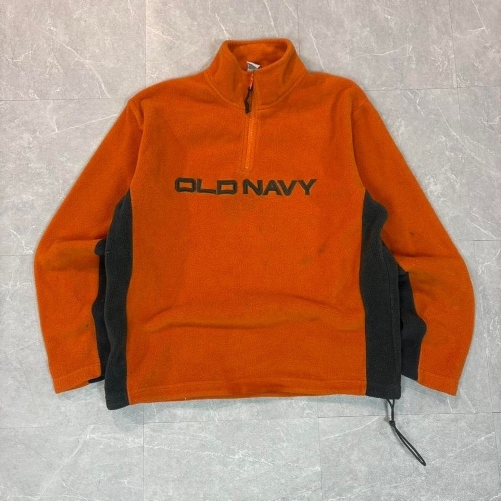 Old Navy orange fleece quarter zip sweatshirt Size S #fleece #90s